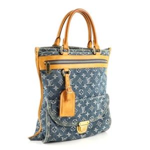 Auth vintage Louis Vuitton Sac Plat Bag Denim 7J150